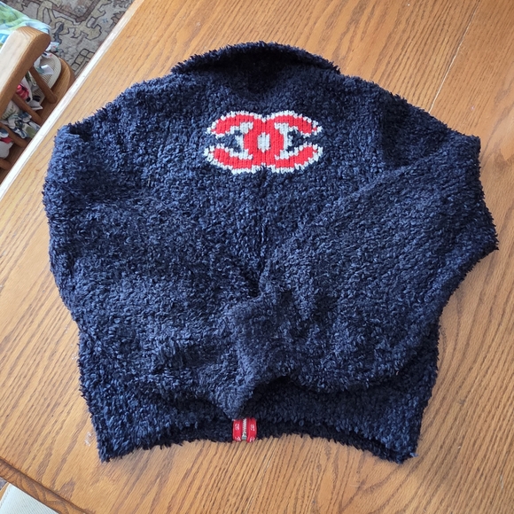 Vintage Chanel CC Apres Ski Teddy Bomber Jacket 2019 - 40 FR Navy blue - Picture 2 of 9